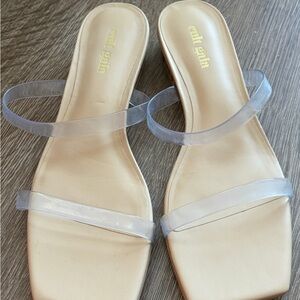 cult gaia Clear Strap Nude Slide Sandals